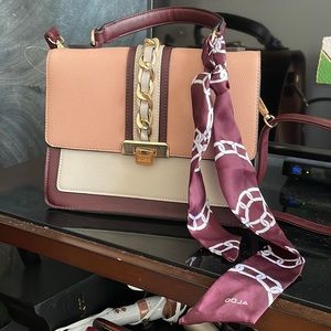 Aldo pink/purple bag with scarf